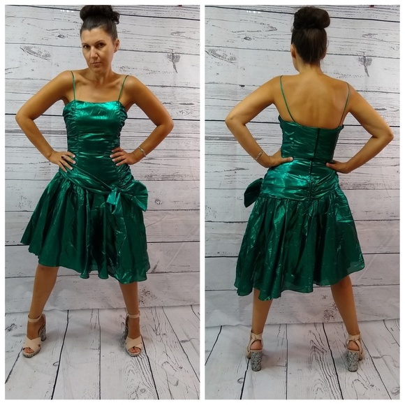 green 80s prom dress